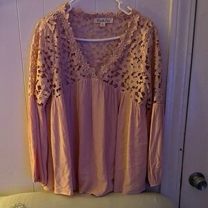 Beautiful Blush Lace Detail Blouse